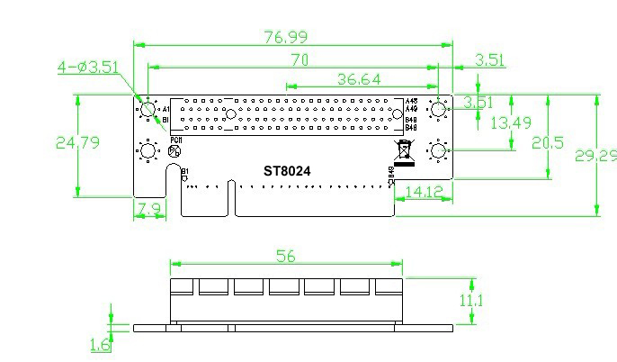 PCI-E PCIe express 8X riser card 1U